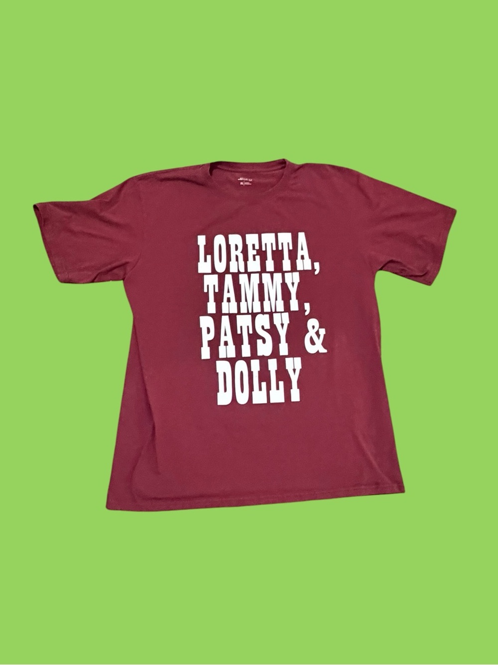 Dolly Parton Loretta Lynn Patsy Cline Tammy Wynette Shirt XL Maroon Country